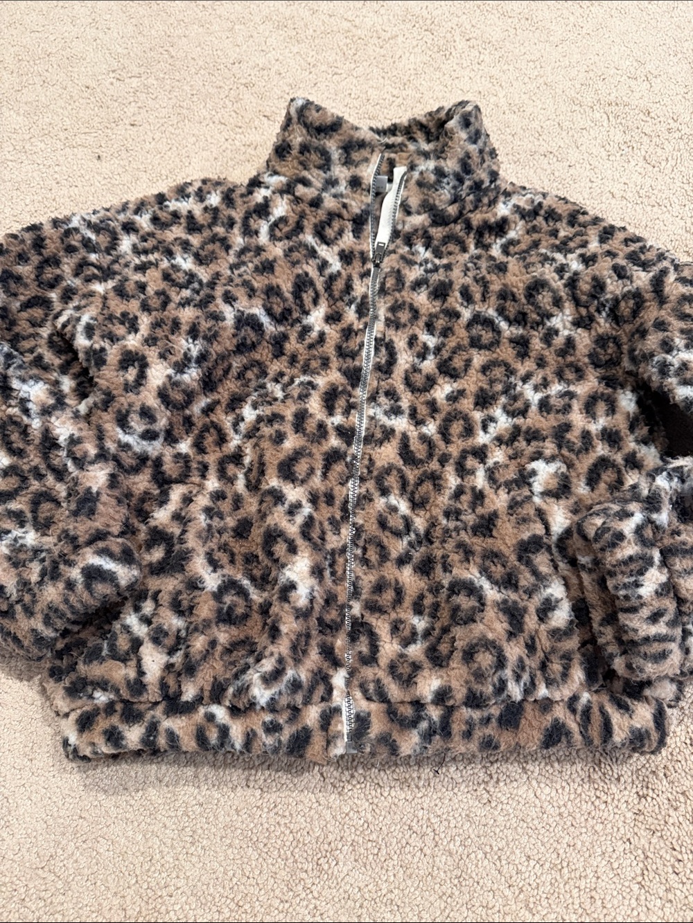 Old navy Kids Leopard Print Sherpa Jacket - Brown Sz 8